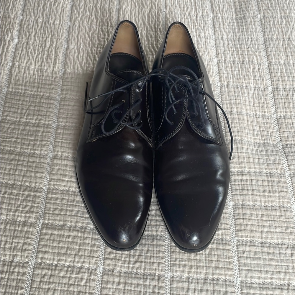 Brown Leather Oxfords with Polished Finish